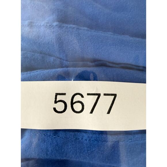 Turtle Bay Size L Pleated Minimalist Casual Top Blue Short Sleeve Pullover - Picture 6 of 6